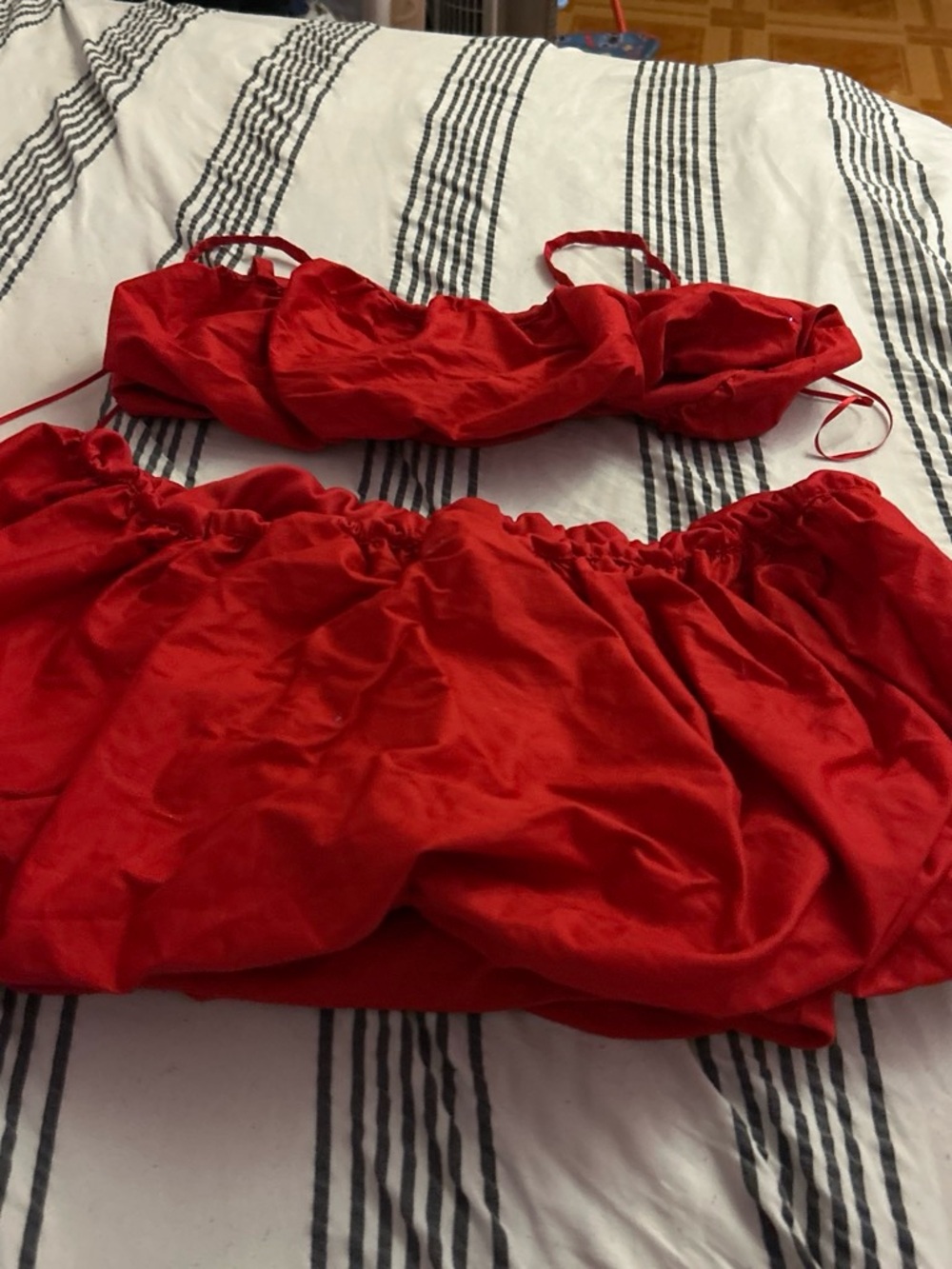 SHEIN Red Satin Two-Piece Sleep Set